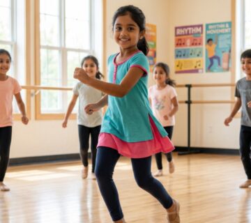 Kids dancing in a dance class to improve fitness, confidence, focus and memory