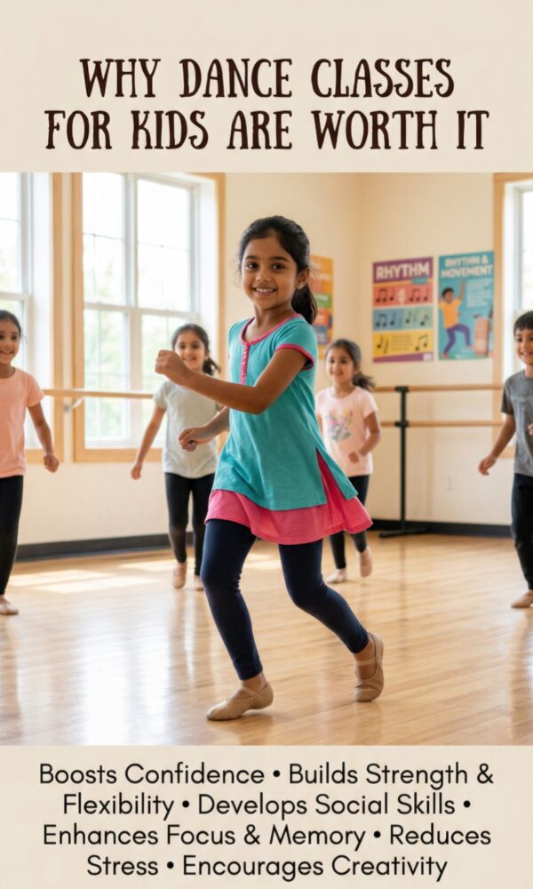 Kids dancing in a dance class to improve fitness, confidence, focus and memory